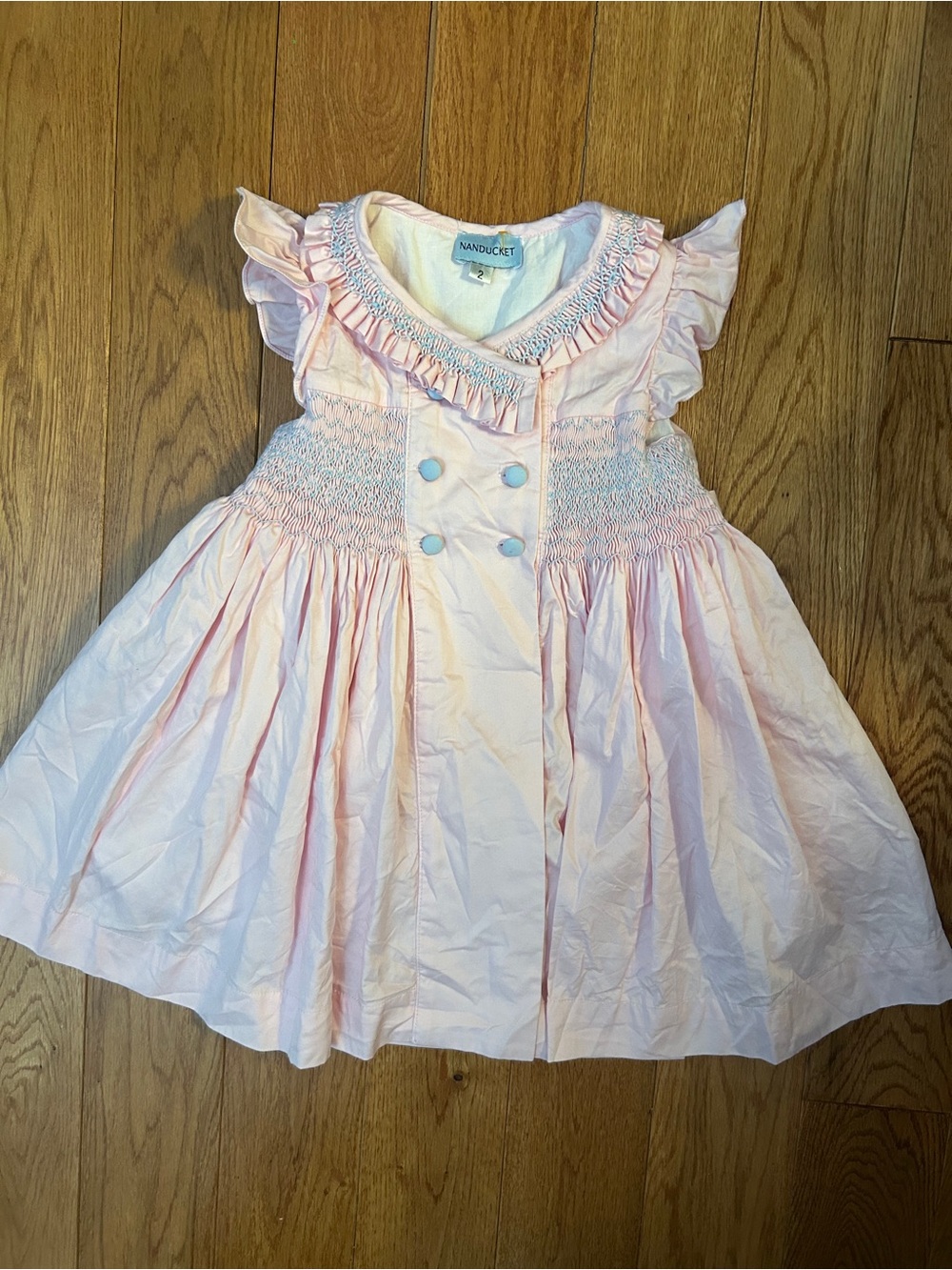 Nanducket Girls Pink Smocked Heirloom Dress Size 2T Boutique